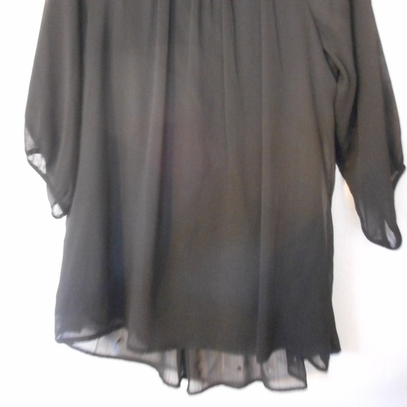 AGB Sz M Sheer Black Gold accents Blouse - Picture 8 of 8